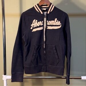 Y2K Abercrombie & Fitch Navy Varsity Zip Up